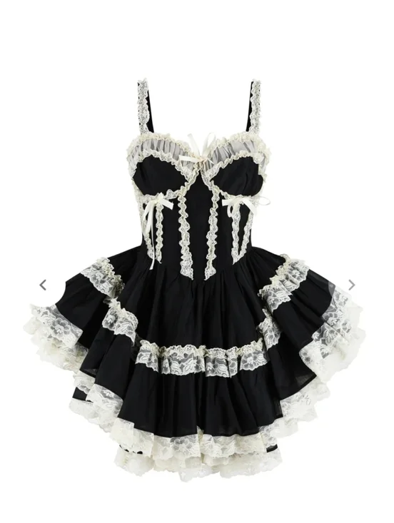 Selkie Moulin Rouge Mini Dress Size Small Worn Once Selkie Black Dress With Lace - Picture 3 of 5